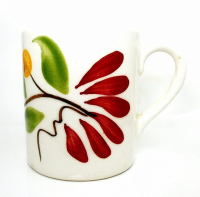 HappyClick Green Red Leaf Design Ceramic Mug(300 ml), Multicolor