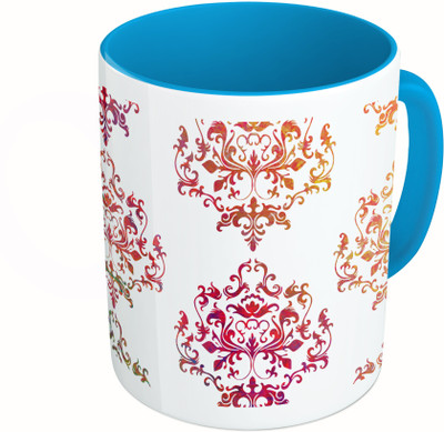 

MiiCreations Printed Two Tone Blue And White Colorful Pattern Ceramic Mug(325 ml)
