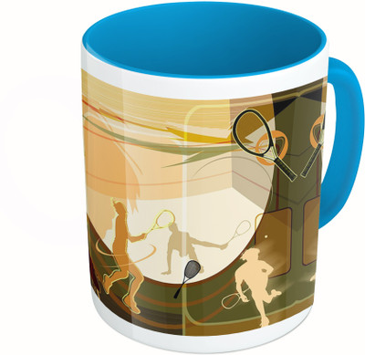 

MiiCreations Printed Two Tone Blue And White Tennis Lovers Ceramic Mug(325 ml)