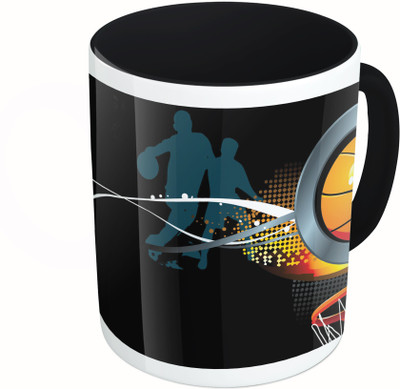 

MiiCreations Printed Two Tone Black And White Basketball Never Stops Ceramic Mug(325 ml)