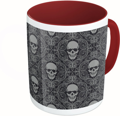 

MiiCreations Printed Two Tone Maroon And White Face Skull Ceramic Mug(325 ml)
