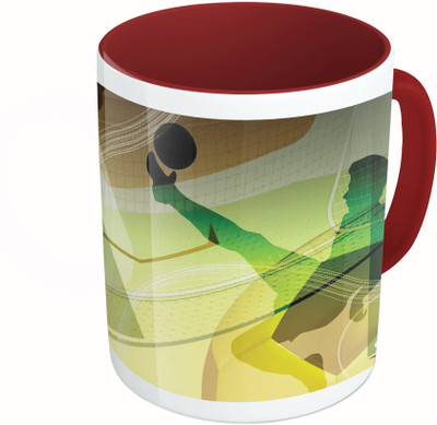 

MiiCreations Printed Two Tone Maroon And White Football Vector Ceramic Mug(325 ml)