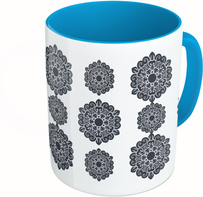 

MiiCreations Printed Two Tone Blue And White Black Design Ceramic Mug(325 ml)