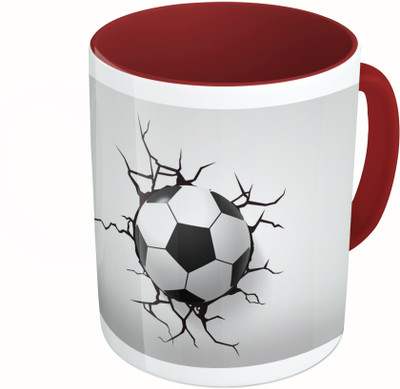 

MiiCreations Printed Two Tone Maroon And White Football Ceramic Mug(325 ml)