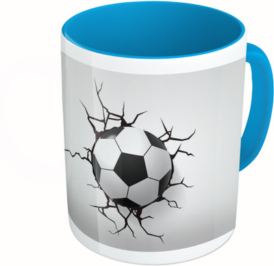 

MiiCreations Printed Two Tone Blue And White Football Ceramic Mug(325 ml)