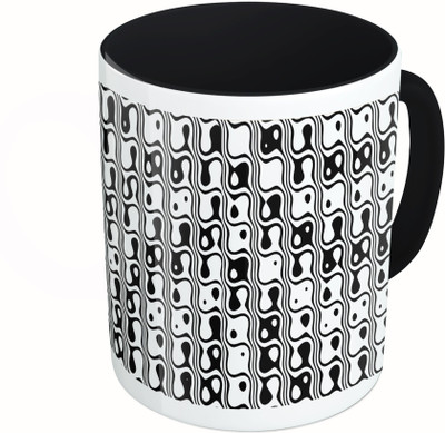 

MiiCreations Printed Two Tone Black And White Patterns Ceramic Mug(325 ml)