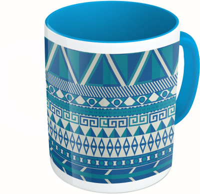 

MiiCreations Printed Two Tone Blue And White Blue Pattern Ceramic Mug(325 ml)