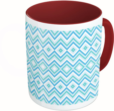 

MiiCreations Printed Two Tone Maroon And White Seamless Line Pattern Ceramic Mug(325 ml)
