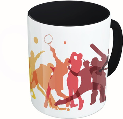 

MiiCreations Printed Two Tone Black And White Sports Player Ceramic Mug(325 ml)