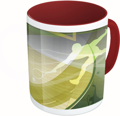 

MiiCreations Printed Two Tone Maroon And White Tennis Vector Ceramic Mug(325 ml)
