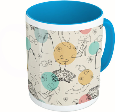 

MiiCreations Printed Two Tone Blue And White Fashion Pattern Ceramic Mug(325 ml)