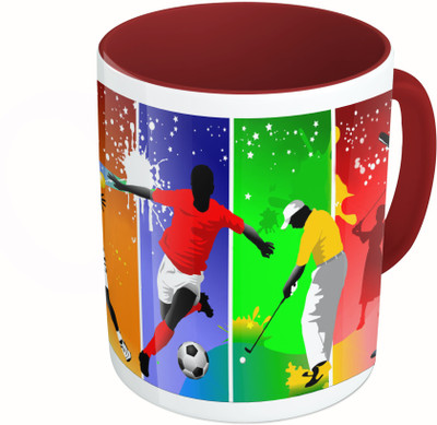 

MiiCreations Printed Two Tone Maroon And White Sports Players Vector Ceramic Mug(325 ml)