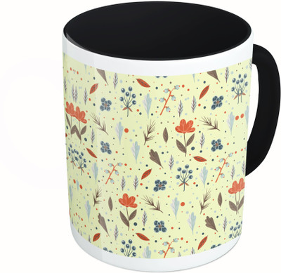 

MiiCreations Printed Two Tone Black And White Flower Ceramic Mug(325 ml)