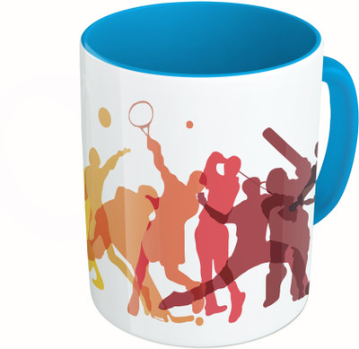 

MiiCreations Printed Two Tone Blue And White Sports Player Ceramic Mug(325 ml)