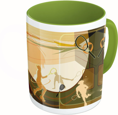 

MiiCreations Printed Two Tone Green And White Tennis Lovers Ceramic Mug(325 ml)