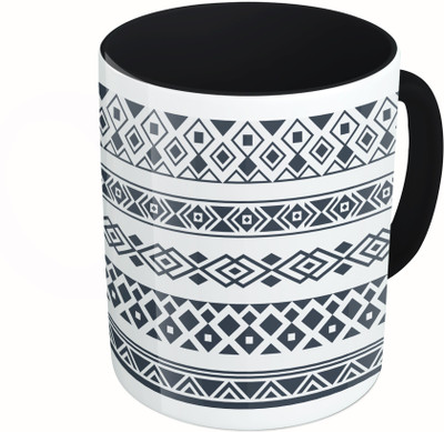 

MiiCreations Printed Two Tone Black And White Diamond Shape Pattern Ceramic Mug(325 ml)