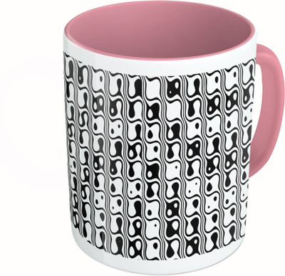 

MiiCreations Printed Two Tone Pink And White Patterns Ceramic Mug(325 ml)