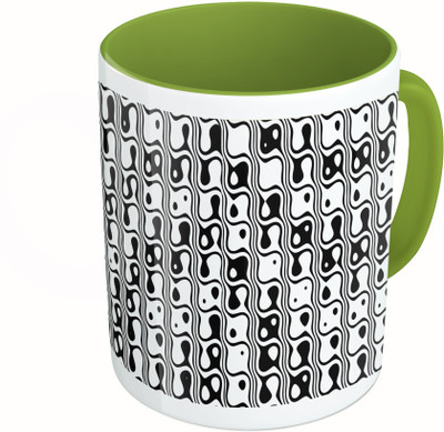 

MiiCreations Printed Two Tone Green And White Patterns Ceramic Mug(325 ml)