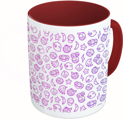 

MiiCreations Printed Two Tone Maroon And White Fruits Ceramic Mug(325 ml)