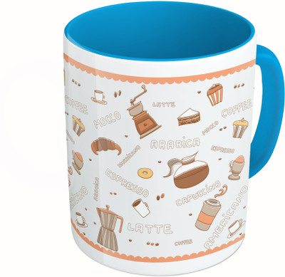 

MiiCreations Printed Two Tone Blue And White Capuccino Pattern Ceramic Mug(325 ml)