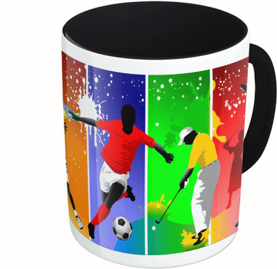 

MiiCreations Printed Two Tone Black And White Sports Players Vector Ceramic Mug(325 ml)
