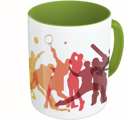

MiiCreations Printed Two Tone Green And White Sports Player Ceramic Mug(325 ml)