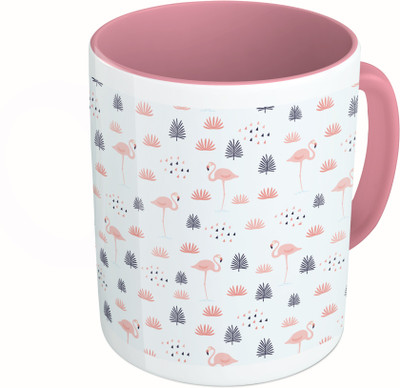 

MiiCreations Printed Two Tone Pink And White Swan Pattern Ceramic Mug(325 ml)