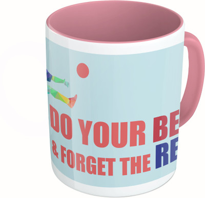 

MiiCreations Printed Two Tone Pink And White Do Your Best & Forget The Best Ceramic Mug(325 ml)