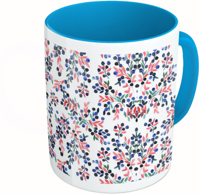 

MiiCreations Printed Two Tone Blue And White Watercolor Floral Pattern Ceramic Mug(325 ml)