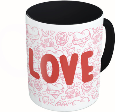 

MiiCreations Printed Two Tone Black And White Love Ceramic Mug(325 ml)