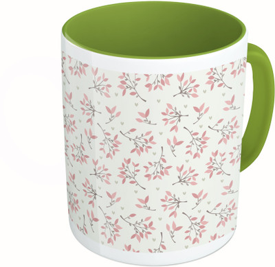 

MiiCreations Printed Two Tone Green And White Floral Pattern Ceramic Mug(325 ml)
