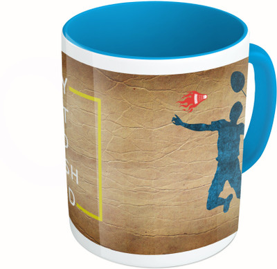

MiiCreations Printed Two Tone Blue And White Play Fast And Smash Hard Ceramic Mug(325 ml)