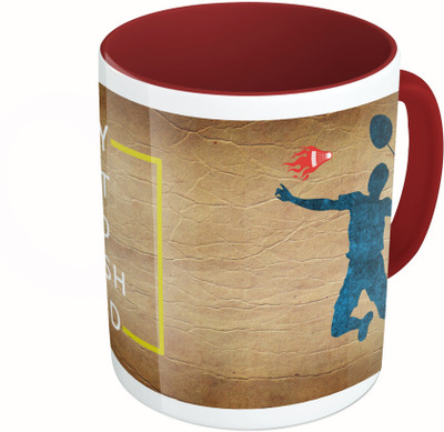 

MiiCreations Printed Two Tone Maroon And White Play Fast And Smash Hard Ceramic Mug(325 ml)