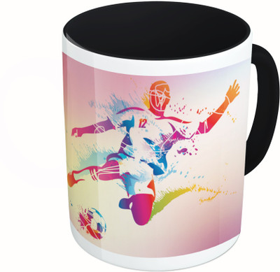 

MiiCreations Printed Two Tone Black And White Colorful Football Player Ceramic Mug(325 ml)