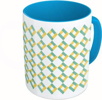 

MiiCreations Printed Two Tone Blue And White Box Pattern Ceramic Mug(325 ml)