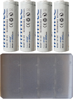 

ENVIE Carry Case (1 Pc.) + AA 2100 mA 1.2 V (4 Pcs.) Ready To Use Rechargeable Ni-MH Battery