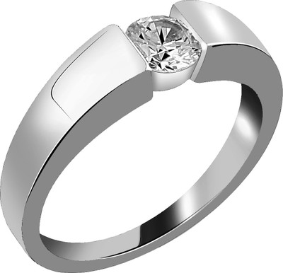 Fasherati Crystal Alloy Brass Plated Ring, Silver