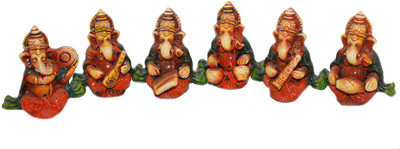 

Sarvsiddhi Terracotta Musical Ganesha Set Of 6 Decorative Showpiece - 12 cm(Terracotta, Multicolor)