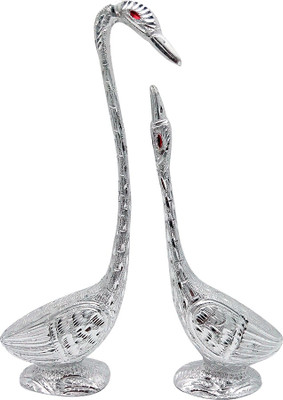 

Art N Hub Feng Shui Romantic Aluminiuml Swan Pair (H-30 CM) Decorative Showpiece - 30 cm(Aluminium, Silver)