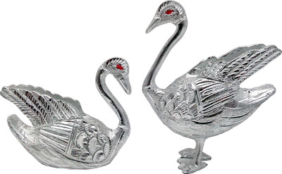 

Art N Hub Feng Shui Romantic White Metal Swan Pair (H-19cm) Decorative Showpiece - 19 cm(Silver Plated, Silver)