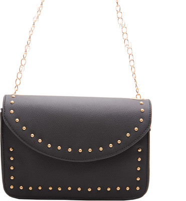 

abrazo Girls Evening/Party Black PU Sling Bag