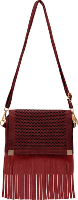 

Tap Fashion Women Casual Maroon PU Sling Bag
