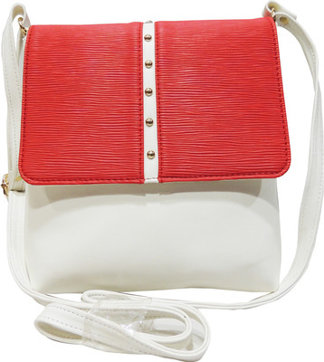 

Mex Women Casual Red, White Leatherette Sling Bag