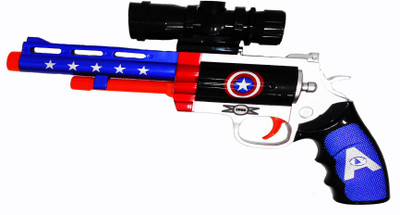 

Emob Captain Man Air Blaster Revolver With Micro Rubber Bullets, Foam Dart Bullets and Jelly Balls(Multicolor)