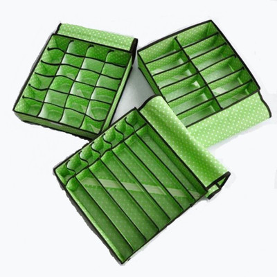 

EmpireDeals Set of 3 - Non Smell Storage Box Organisers for Tie Shoes Socks Scarfs Lingerie Bra - With Cover -(Green)