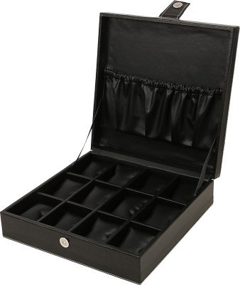 Ayesha Leather Works Faux Leather Watch Box(Black, Holds 12 Watches)   Watches  (Ayesha Leather Works)