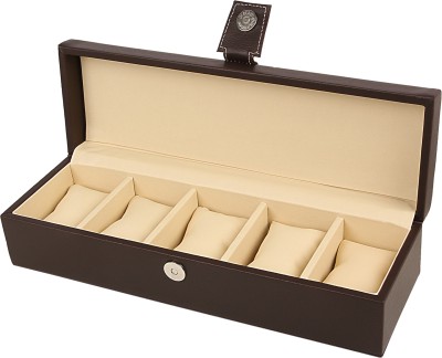 Ayesha Leather Works Faux Leather Watch Box(Brown, Holds 5 Watches)   Watches  (Ayesha Leather Works)