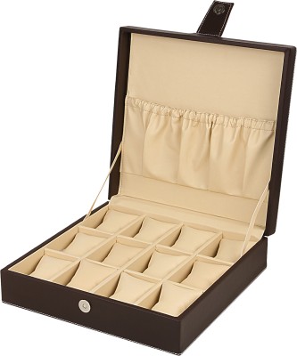 Ayesha Leather Works Faux Leather Watch Box(Brown, Holds 12 Watches)   Watches  (Ayesha Leather Works)