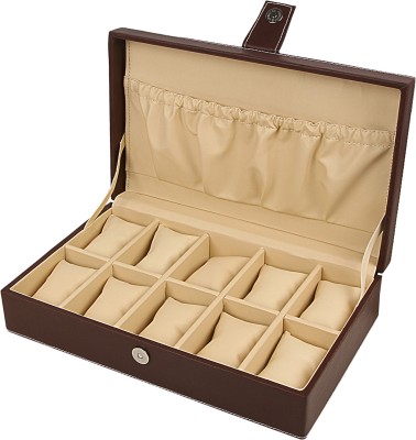 Ayesha Leather Works Faux Leather Watch Box(Brown, Holds 10 Watches)   Watches  (Ayesha Leather Works)