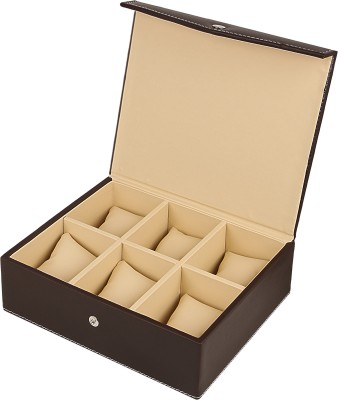 Ayesha Leather Works Faux Leather Watch Box(Brown, Holds 6 Watches)   Watches  (Ayesha Leather Works)